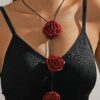 SHEIN Flower Decor Y Lariat Necklace Valentines