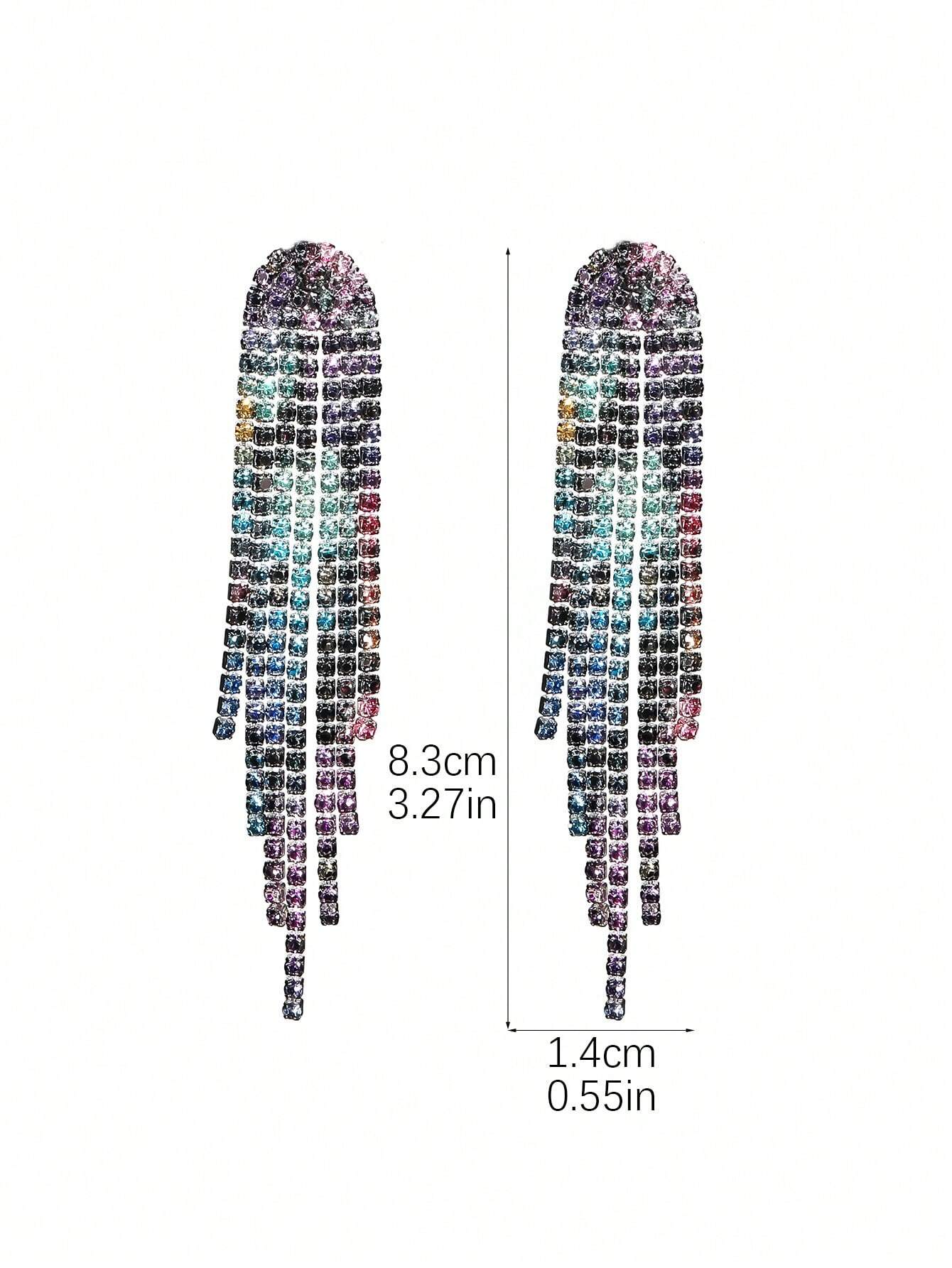 SHEIN Nightclub Party Tassel Crystal Earring Stud For Women 1Pair - Image 4