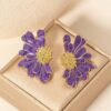 SHEIN Retro Enamel Metal Petal Floral Drop Earrings For Daily Wear
