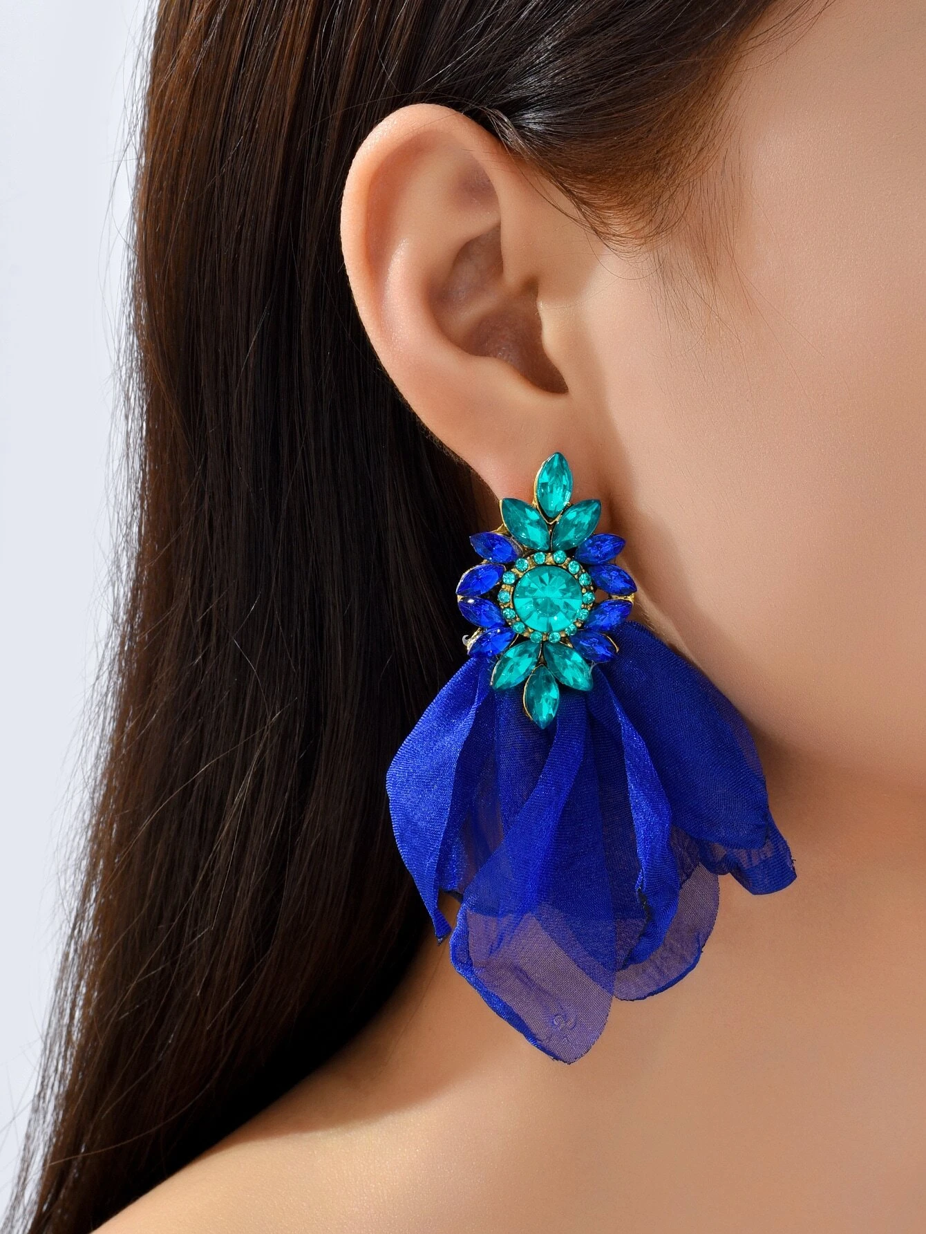 SHEIN Rhinestone & Flower Decor Drop Earrings Valentines