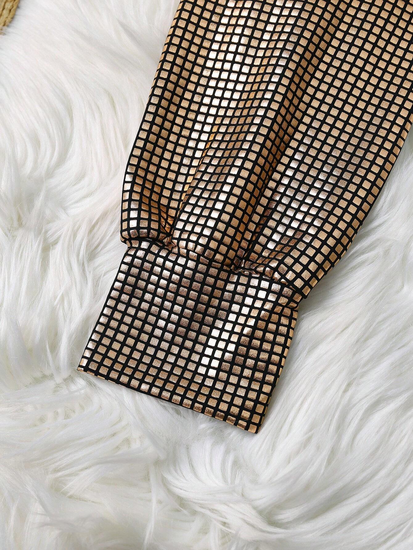 SHEIN Clasi Fashion Celebrity High Quality Long Sleeve V-Neck Waist Slimming A-Line Glittering Sequin Party Dress - Image 3