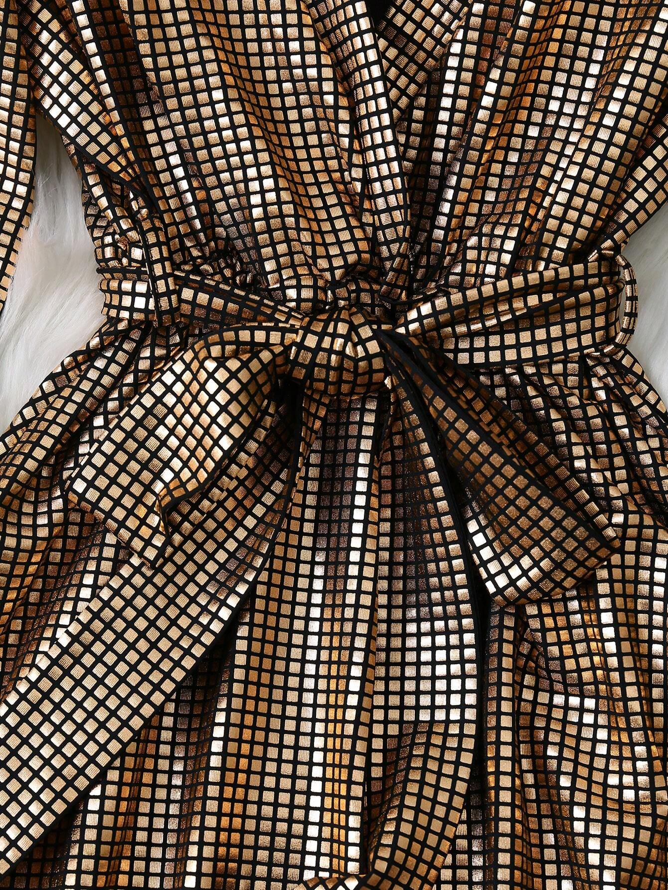 SHEIN Clasi Fashion Celebrity High Quality Long Sleeve V-Neck Waist Slimming A-Line Glittering Sequin Party Dress - Image 4