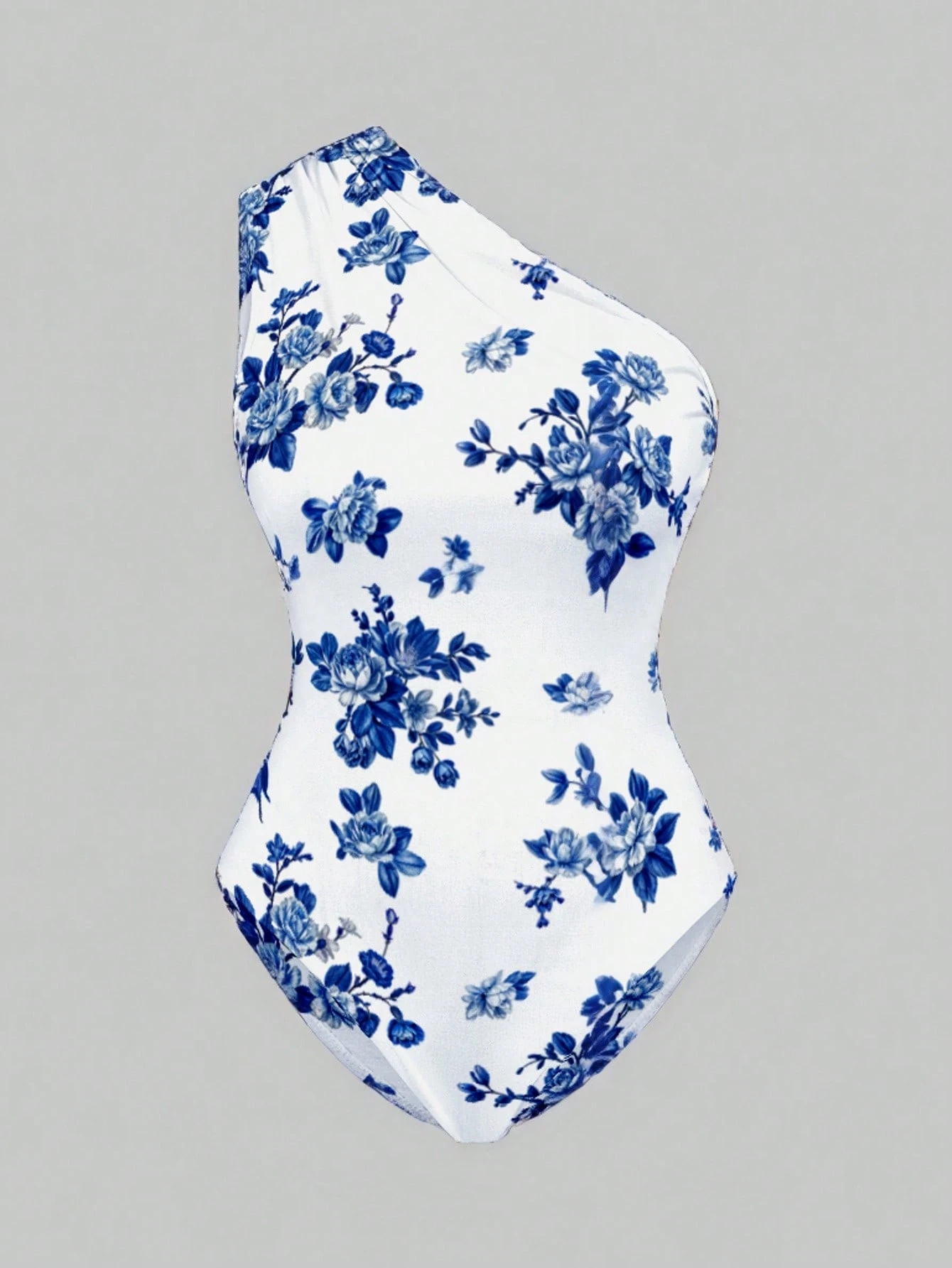 SHEIN Essnce Casual Minimalist Full Print Asymmetric Shoulder Women's Bodysuit, Summer - Image 2