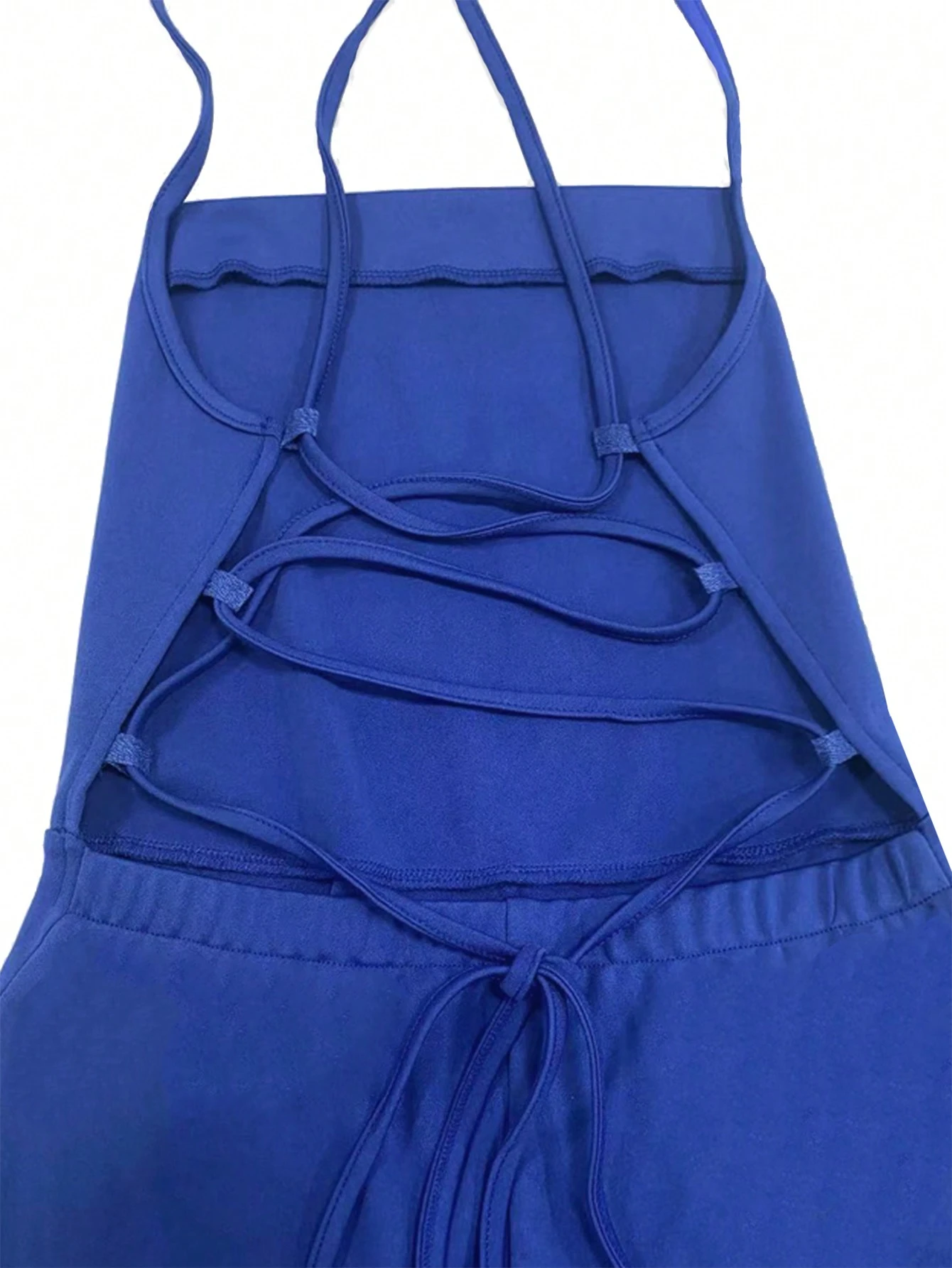 SHEIN SXY Women's Solid Backless Criss-Cross Strap Romper - Image 3