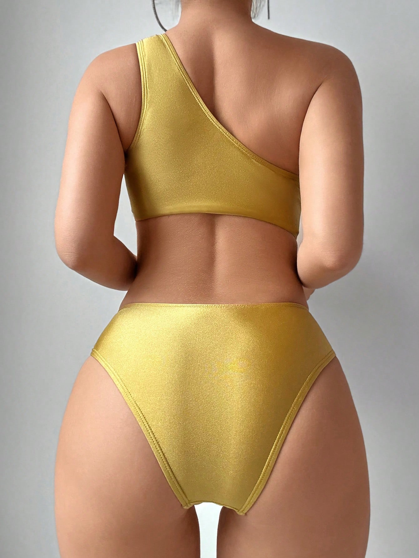 SHEIN Summer Sexy Hollow-Out Glossy Fabric Solid Elegant New Style Shiny One-Piece Swimsuit For Women - Image 2