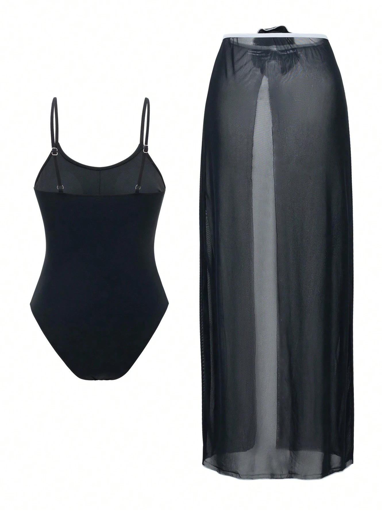 SHEIN Swim Oasis 2pcs/Set Contrast Color Camisole Tank Top & Front Slit Mini Skirt Summer - Image 2