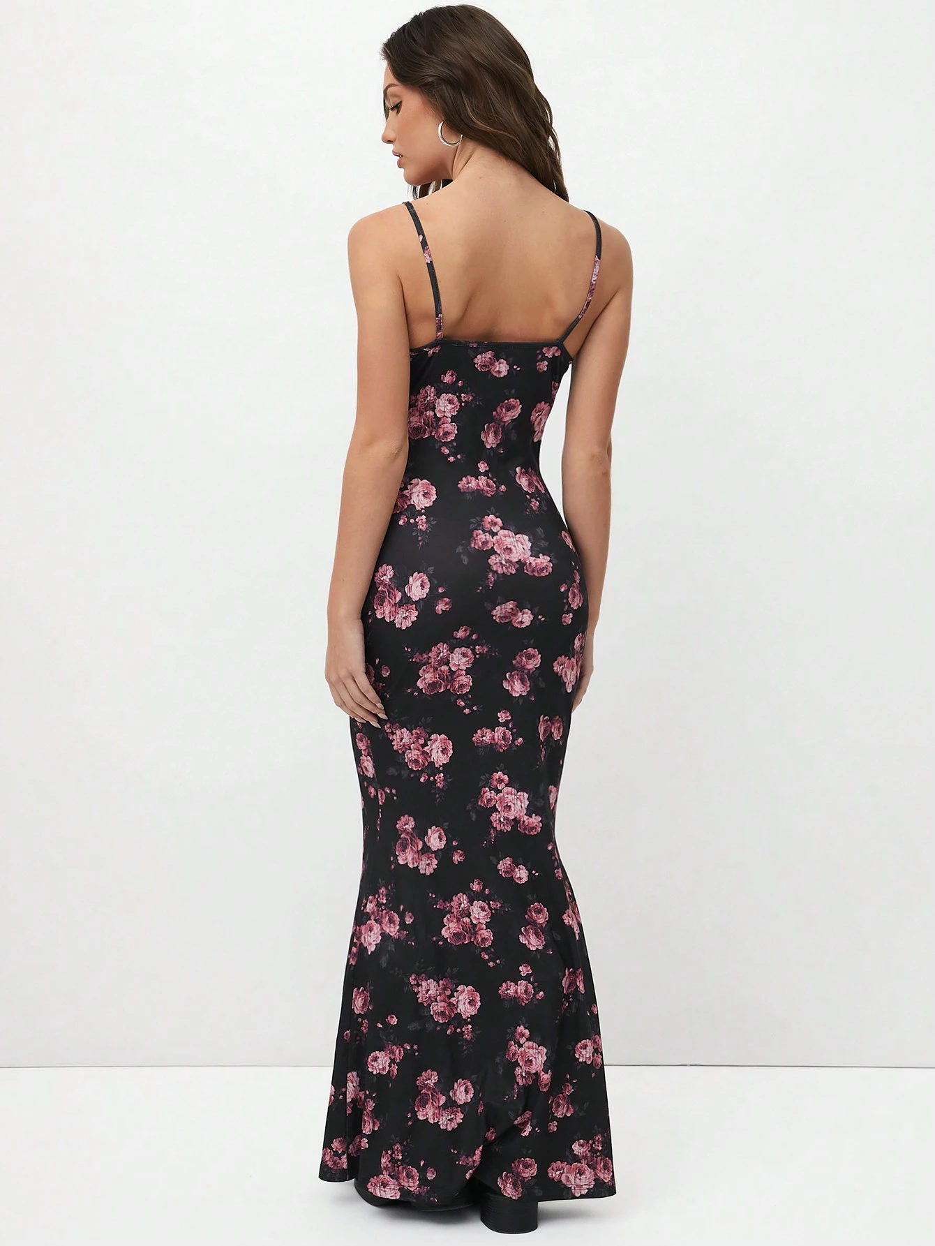 SHEIN TRNVIE Floral Draped Neck Maxi Dress For Women - Image 2