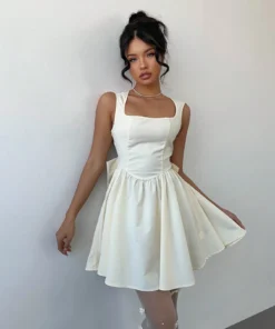 SHEIN Aloruh New Valentine's Day/Chinese New Year Outfit, V-Neck Sleeveless Sweet Exaggerated Bow Dress