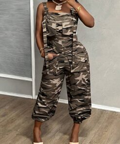 SHEIN Slayr Women's Street Camo Loose Bib Pants
