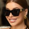 SHEIN Retro Square Large Frame Unisex Plastic Sunglasses #Black