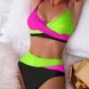 SHEIN Swim Color Block Splice Two-Piece Bikini Set, Summer Beach