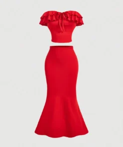 SHEIN MOD Elegant Black Off Shoulder Color-Blocking Patchwork Midi Dress