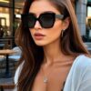 SHEIN Polarized Sunglasses For Men And Women, Retro Square Large Frame Plastic Fashion Glasses
