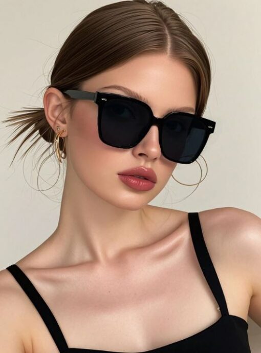 SHEIN Unisex Retro Square Large Frame Plastic Sunglasses, Classic Style For Outdoor