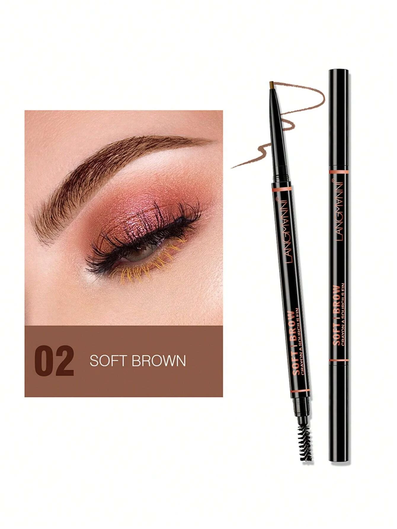 SHEIN 1.5MM Ultra-fine Wild Eyebrow Pencil, Smudge Proof For Brow Makeup