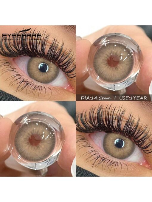 SHEIN EYESHARE 1 Pair Color Contact Lenses For Eyes Natural Look Yearly Use Lenses Brown Multicolored Contact Lens Gray Beauty Pupils, 14.5mm