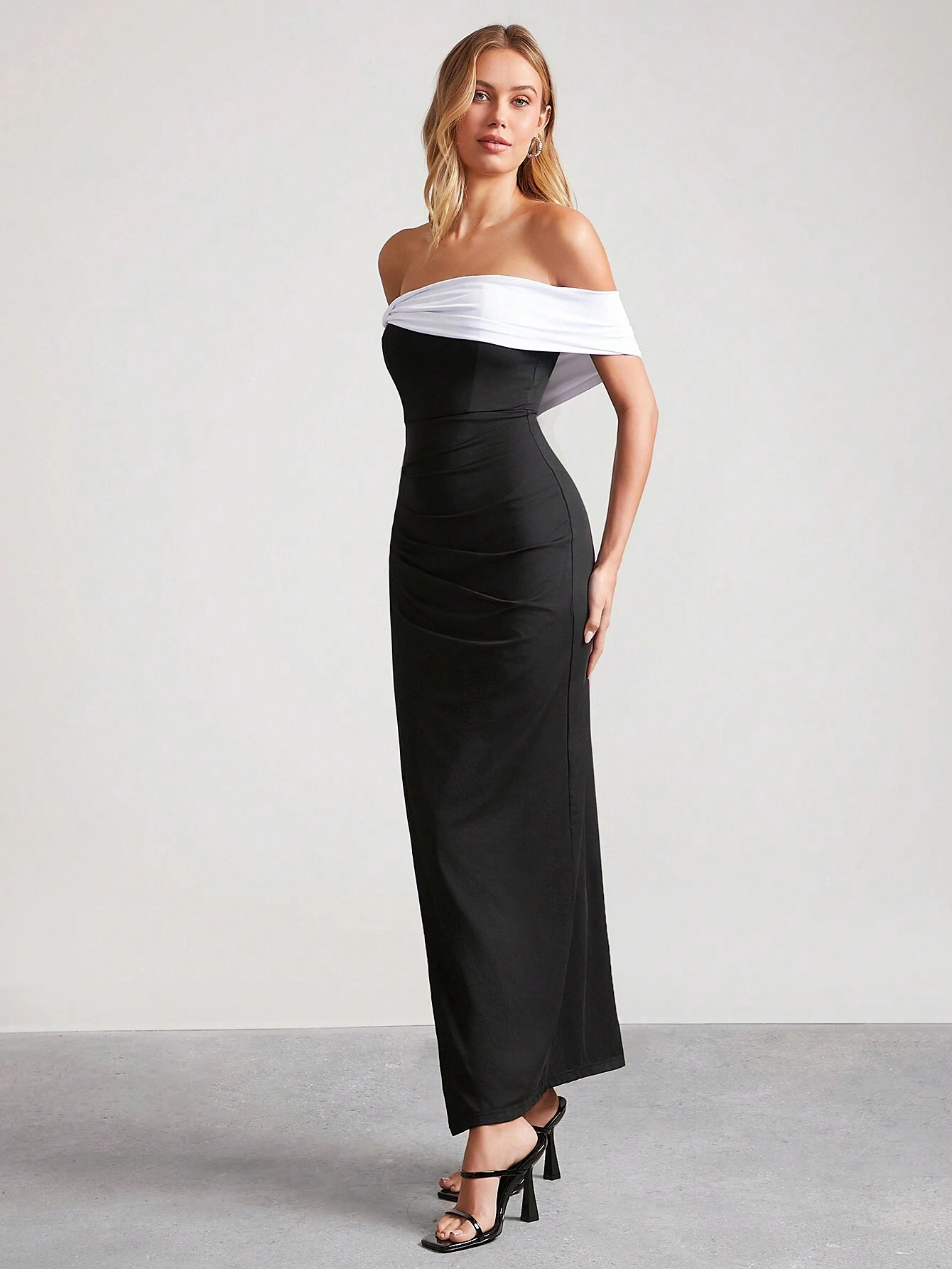 SHEIN Amorya Women'S Off-Shoulder Bow Tie Bodycon Split Dress - Image 4