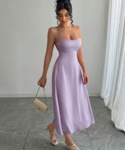 Alternative view of SHEIN DAZY Women's Elegant Sexy Crisscross Back Spaghetti Strap Dress Summer Prom Dress