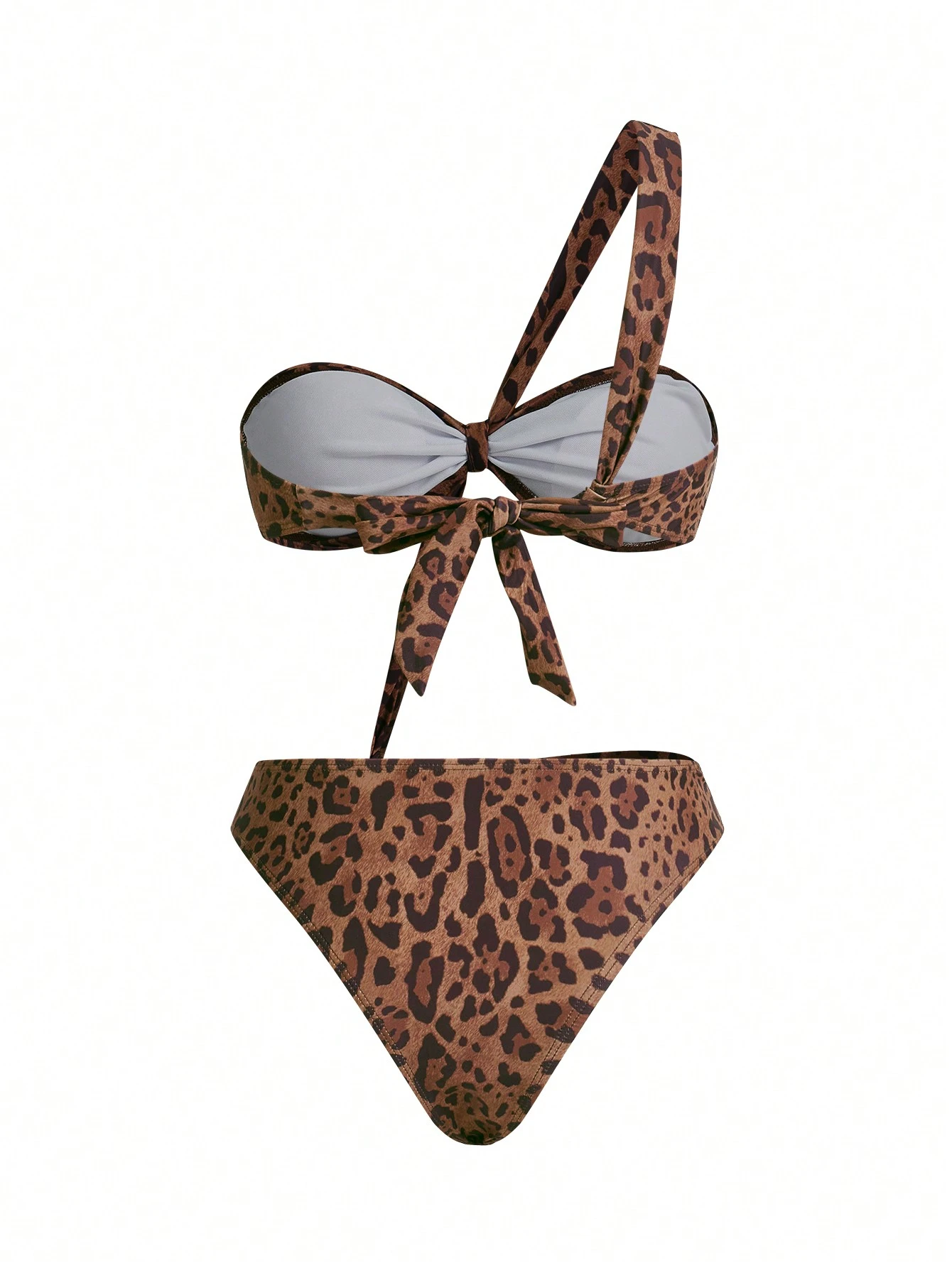 SHEIN Opulessa Leopard Print Knitted Cutout One-Piece Swimsuit For Women - Image 2