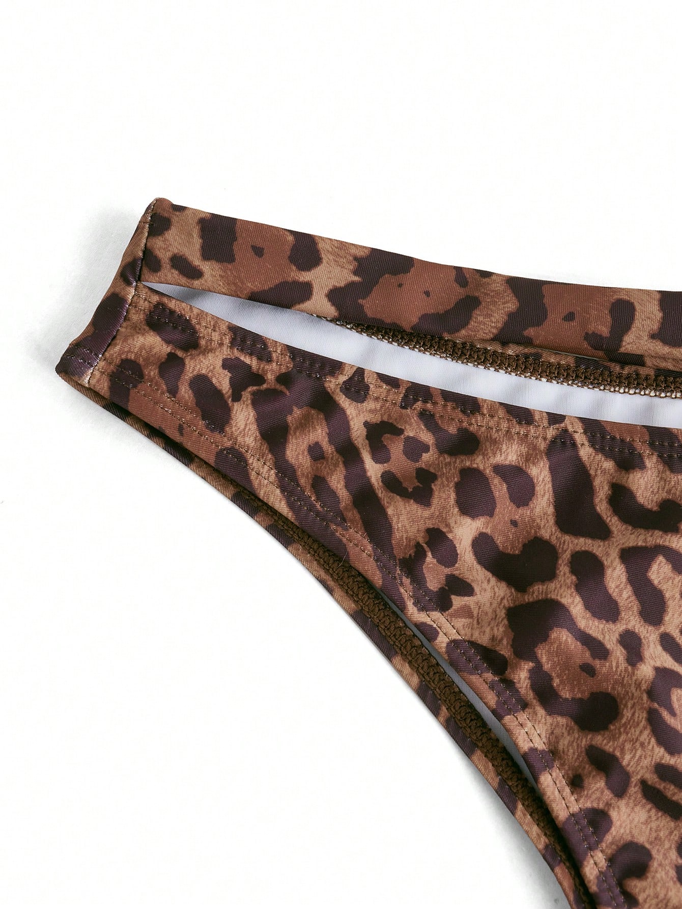 SHEIN Opulessa Leopard Print Knitted Cutout One-Piece Swimsuit For Women - Image 3