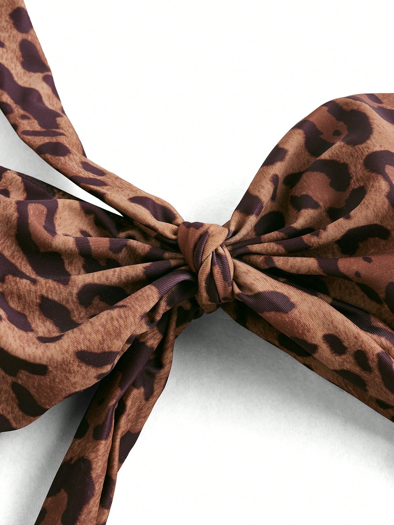 SHEIN Opulessa Leopard Print Knitted Cutout One-Piece Swimsuit For Women - Image 4