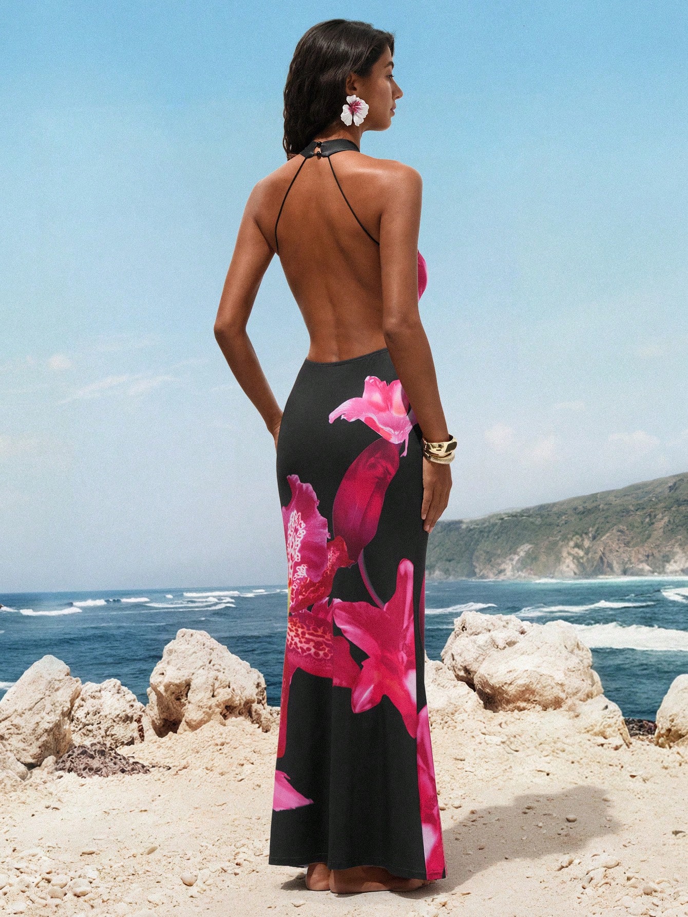 SHEIN Opulessa Women's Floral Print Backless Dress - Image 2