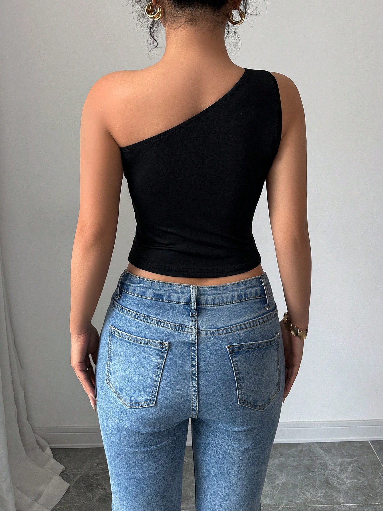 SHEIN Rafferiza Casual Sexy Knit 3D Floral Color Block Oblique Collar Asymmetrical Neck Camisole Top For Women - Image 2