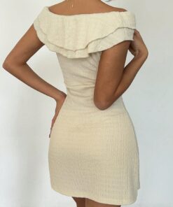 Alternative view of SHEIN Essnce Women's Solid Color Off Shoulder Mini Dress, Casual Vacation Twisted Open-Shoulder Elegant Short