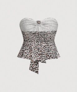 Alternative view of SHEIN MOD Bandeau Top With Twist Leopard Print, Tops, Bandeau Tops