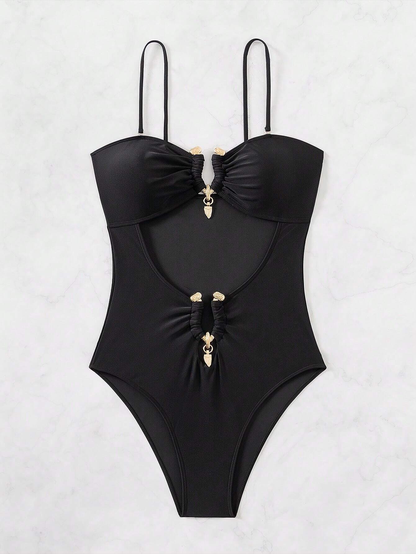 SHEIN Swim Summer Beach Hollow Out Slim Fit One-Piece Swimsuit With Straps - Image 3