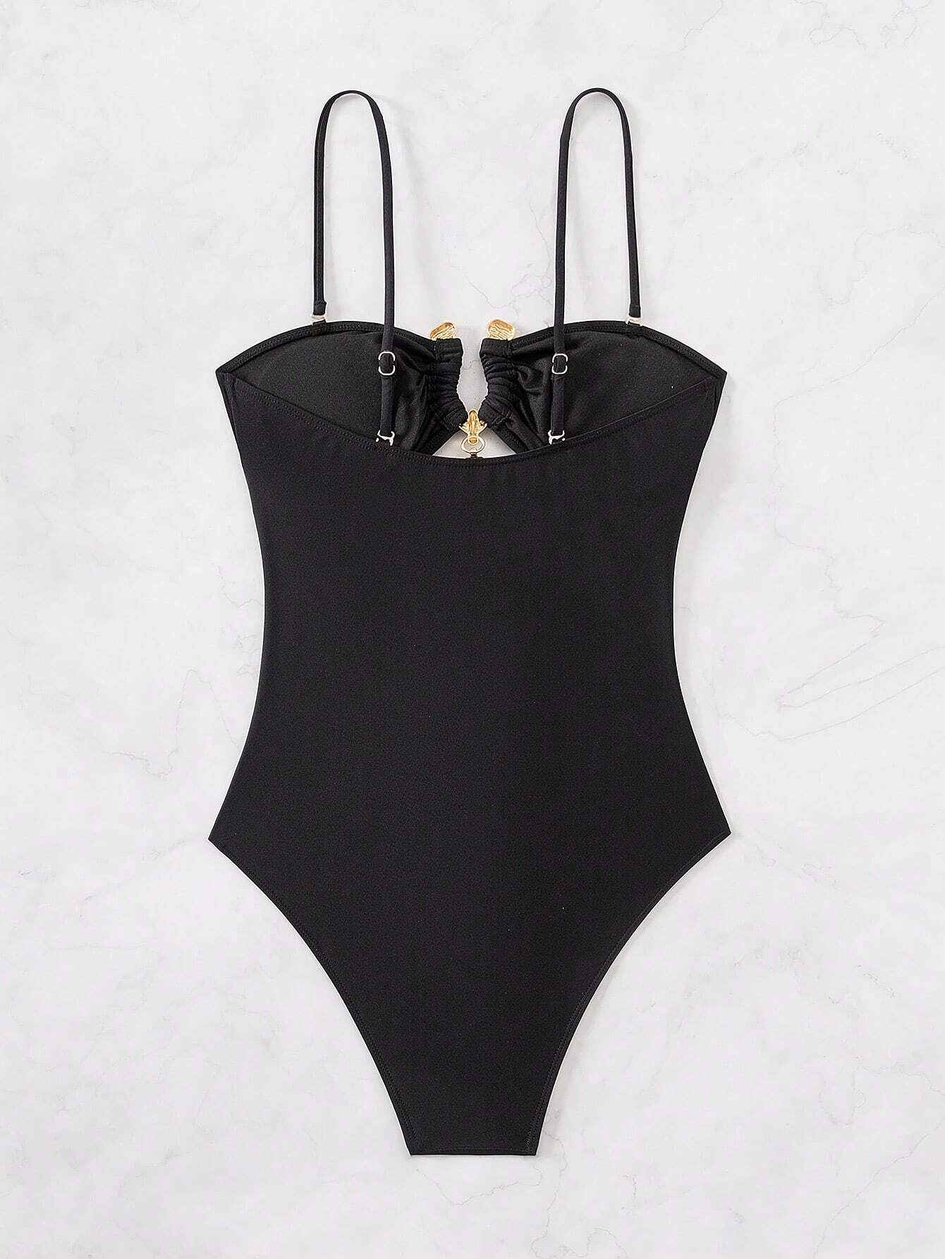 SHEIN Swim Summer Beach Hollow Out Slim Fit One-Piece Swimsuit With Straps - Image 4