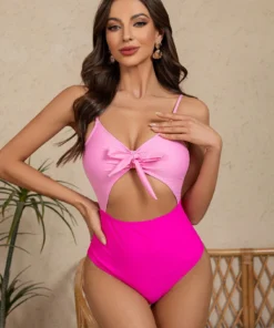 Alternative view of SHEIN Women's Color-Blocked Sexy Cute One-Piece Swimsuit For Summer Seaside Travel Vacation TOPS