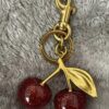 SHEIN 1pc Cherry Accent Stylish Keychain With Sparkling Resin Pendant Alloy Lobster Clasp For Women's