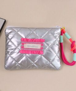 SHEIN 1 Piece Embroidery Heart Shape Coin Purse Quilted Coin Purse Portable Short Wallet #Pink