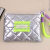 SHEIN 1 Piece Embroidery Heart Shape Coin Purse Quilted Coin Purse Portable Short Wallet #Green