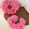 SHEIN 1pair European And American Fashionable, Sexy & Cute Pink Fabric Flower Design Earrings