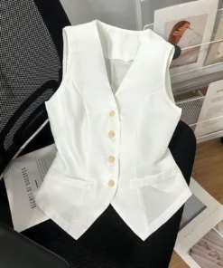 SHEIN Franclia Casual Solid Color Sleeveless Shirt, Summer