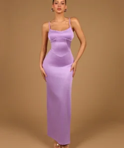 SHEIN Glamine Women's Dinner Party Romantic Sexy Elegant Mature Sling Lace Split Stitching Dinner Party Maxi Cami Dress