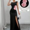 SHEIN Rafferiza High Slit Sleeveless Bodycon Dress With Floral Decor