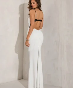 Alternative view of SHEIN BAE White Elegant Sexy Open Back Long Mermaid Dress