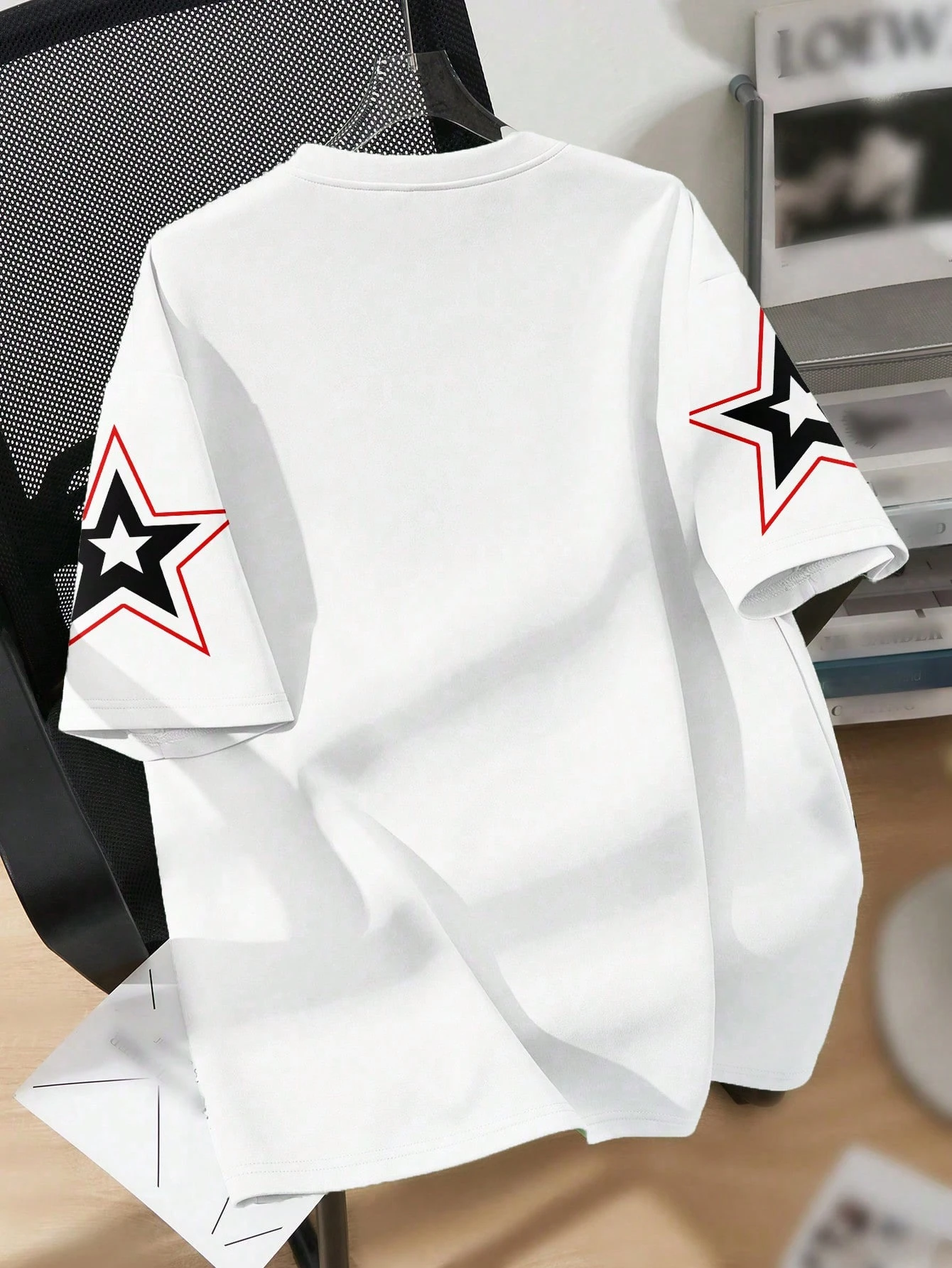 SHEIN EZwear Casual Minimalist Large Number Print Round Neck Short Sleeve Loose Women T-Shirt, Suitable For Summer - Image 2