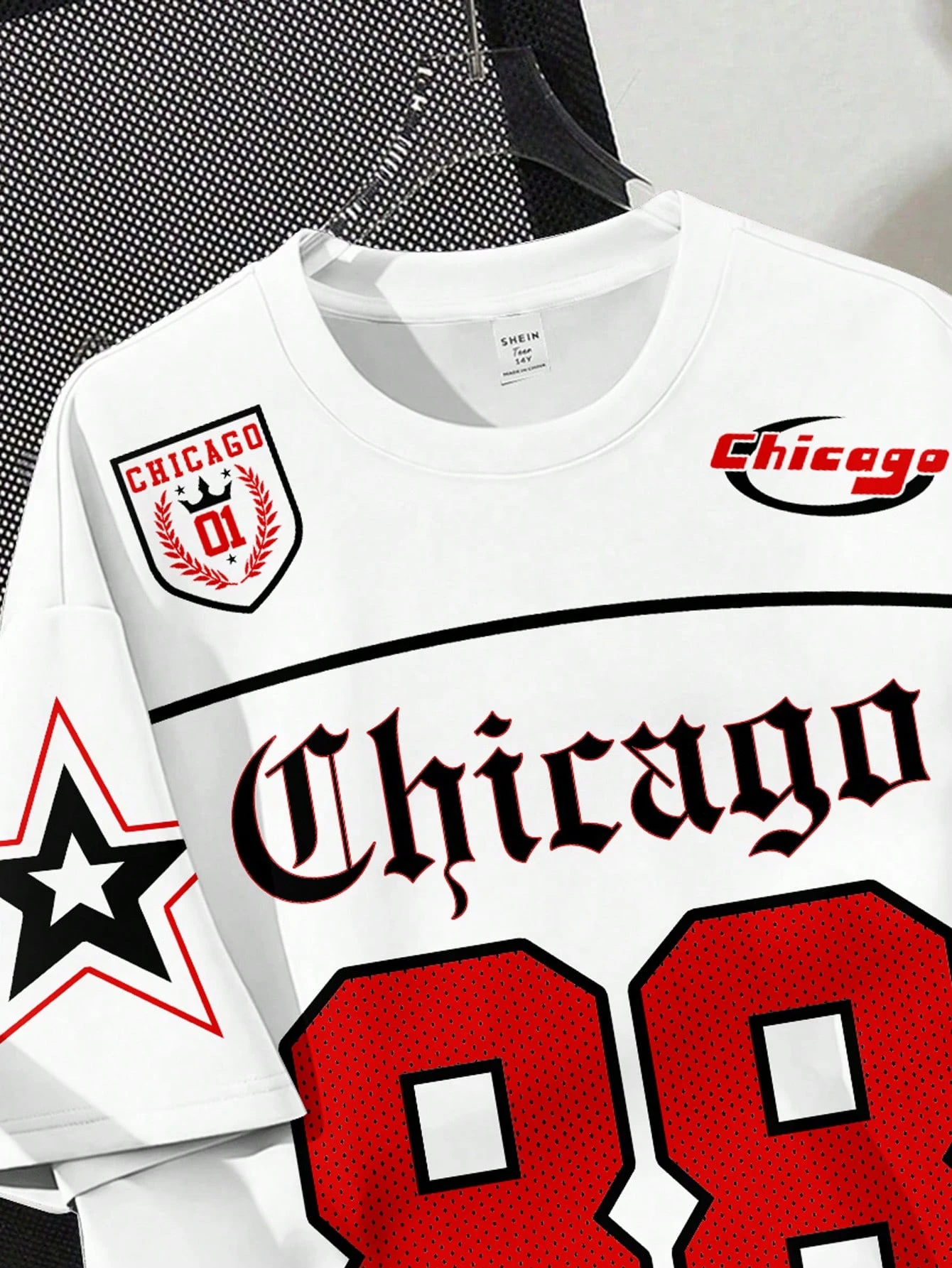 SHEIN EZwear Casual Minimalist Large Number Print Round Neck Short Sleeve Loose Women T-Shirt, Suitable For Summer - Image 4