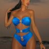 SHEIN Swim SXY One Piece Swimsuit With Detachable Straps, Shiny Fabric, Hollow Design, Metal Starfish Detail