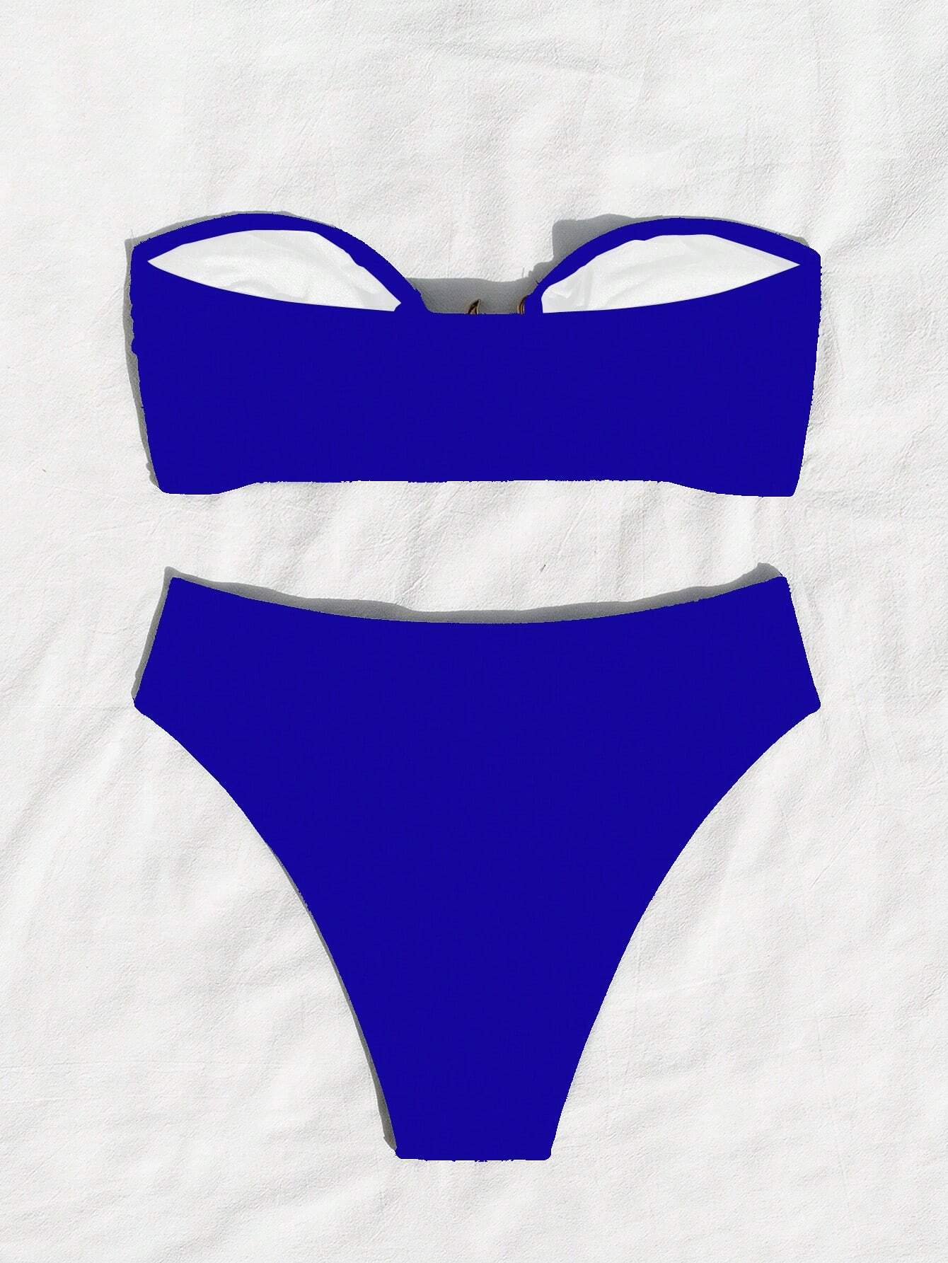 SHEIN Swim SXY Women's Bandeau Backless Starfish Decorated Bottoms 2pcs Bikini Set - Image 2