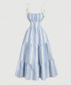 Alternative view of SHEIN MOD Striped Tie Bow Embellished Boho Holiday Dress