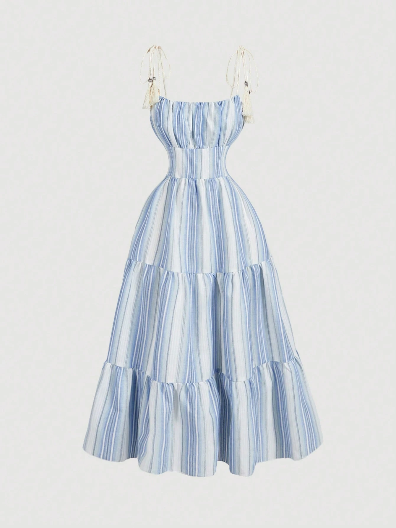 SHEIN MOD Striped Tie Bow Embellished Boho Holiday Dress - Image 2