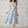 SHEIN MOD Striped Tie Bow Embellished Boho Holiday Dress