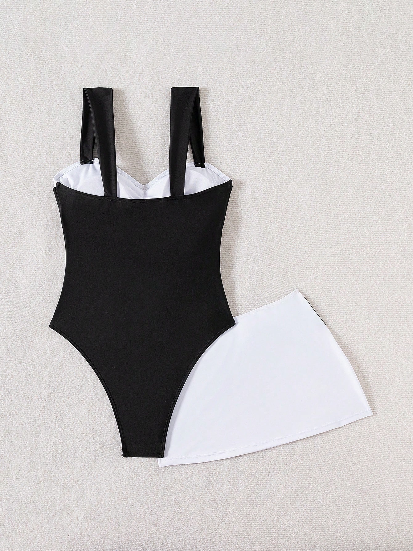 SHEIN New 2 Pieces Women's One-Piece Swimsuit With Wide Straps, Ruched Tummy Control - Image 4