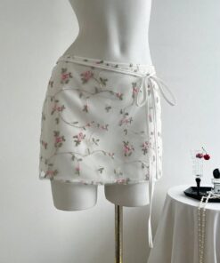 SHEIN PETITE Sexy Layered Embroidered Mesh Women Skirt