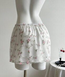 Alternative view of SHEIN PETITE Sexy Layered Embroidered Mesh Women Skirt
